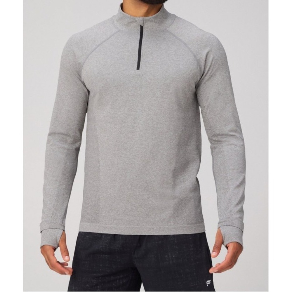 Fabletics Men's The Training Day Quarter‎ Zip XL Gray Long Sleeve 1/4 Zip
